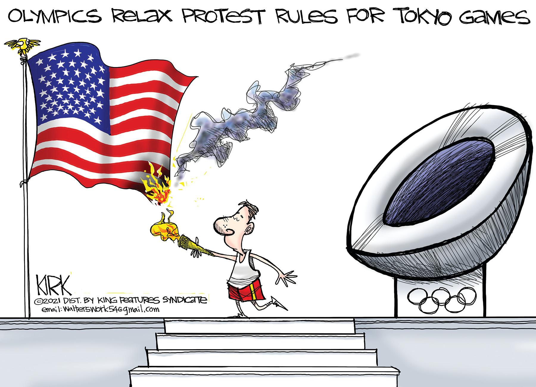 Sharing OCR: OLYMPICS RELAX PROTEST RULES FOR TOKYO GAMes KRK ©2OZI DIST. BY KING PEETURES SYNDICare email:Walterswork546gmail.com OLYMPICS RELAX PROTEST RULES FOR TOKYO GAMes KRK ©2OZI DIST. BY KING PEETURES SYNDICare email:Walterswork546gmail.com