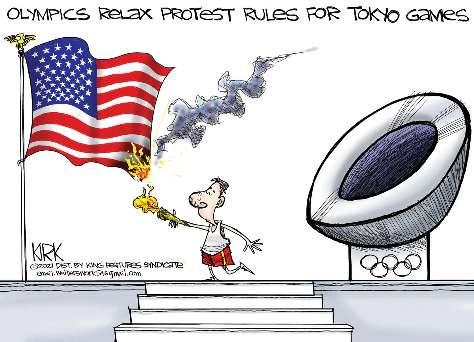 Event OCR: OLYMPICS ReLax PROTEST RULES FOR TOKYO GAMes KRK ©2ozI DIST. BY KING PESTURES SYNDICATE email: Walterswork546gmail.com OLYMPICS ReLax PROTEST RULES FOR TOKYO GAMes KRK ©2ozI DIST. BY KING PESTURES SYNDICATE email: Walterswork546gmail.com