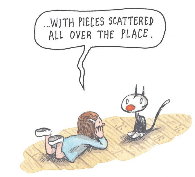 Pleased OCR: .WITH PIECES SCATTERED ALL OVER THE PLACE. .WITH PIECES SCATTERED ALL OVER THE PLACE.