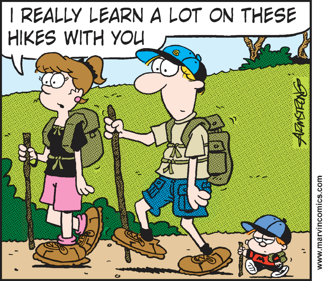 Line OCR: I REALLY LEARN A LOT ON THESE HIKES WITH YOU www.marvincomics.com I REALLY LEARN A LOT ON THESE HIKES WITH YOU www.marvincomics.com