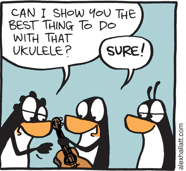 Line OCR: CAN I SHOW yoU THE BEST THING To DO WITH THAT UKULELE? SURE! alexhallatt.com CAN I SHOW yoU THE BEST THING To DO WITH THAT UKULELE? SURE! alexhallatt.com