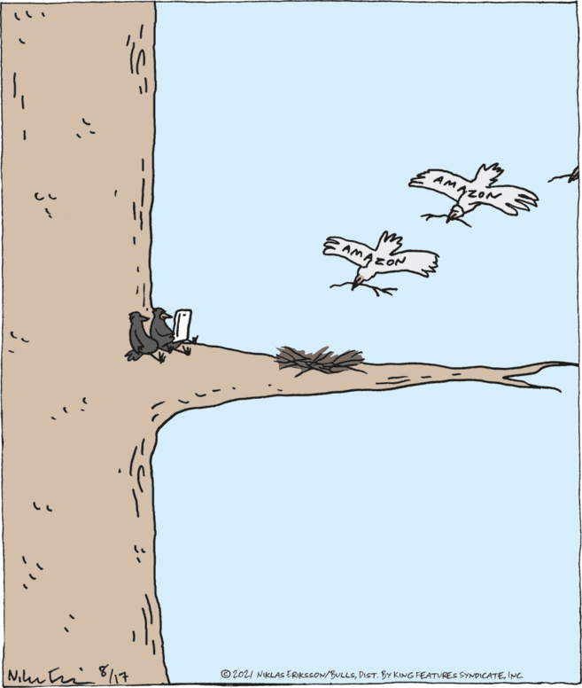 Drawing OCR: AMAZON AMAZON © 2021 NIKLAS ERIKSSON/ULLSINC. Mil ti 8/17 AMAZON AMAZON © 2021 NIKLAS ERIKSSON/ULLSDIST. BY KING FEATURES SYNDICATEINC. Mil ti 8/17