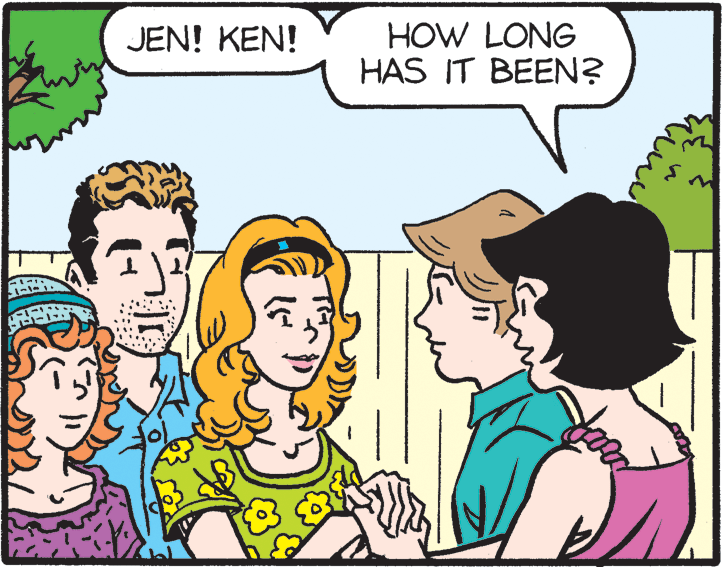 Happy OCR: HOW LONG HAS IT BEEN? JEN! KEN! HOW LONG HAS IT BEEN? JEN! KEN!