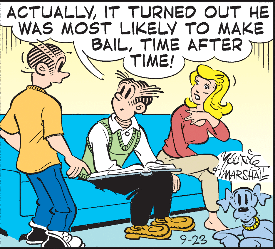 Font OCR: ACTUALLYIT TURNED OUT HE WAS MOST LIKELY TO MAKE BAILTIME AFTER TIME! MARSHAL 9-23 ACTUALLYIT TURNED OUT HE WAS MOST LIKELY TO MAKE BAILTIME AFTER TIME! MARSHAL 9-23