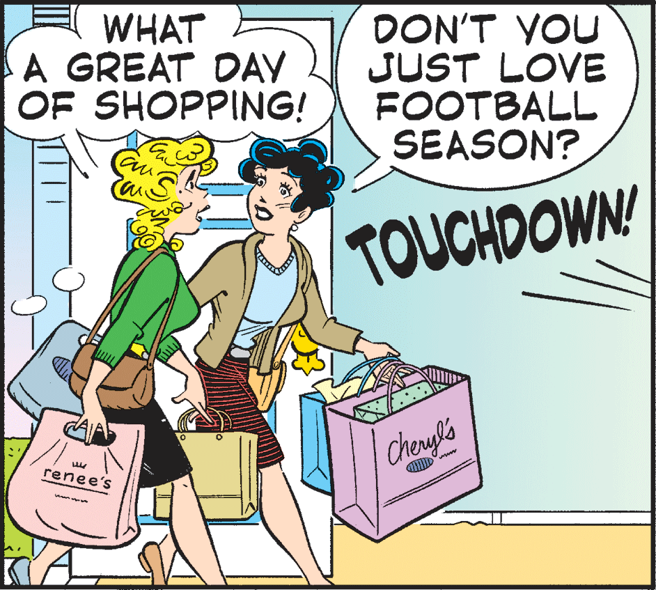 Illustration OCR: WHAT A GREAT DAY OF SHOPPING! DON'T YOU JUST LOVE FOOTBALL SEASON? TOUCHDOWN! Cheupl's renee's WHAT A GREAT DAY OF SHOPPING! DON'T YOU JUST LOVE FOOTBALL SEASON? TOUCHDOWN! Cheupl's renee's