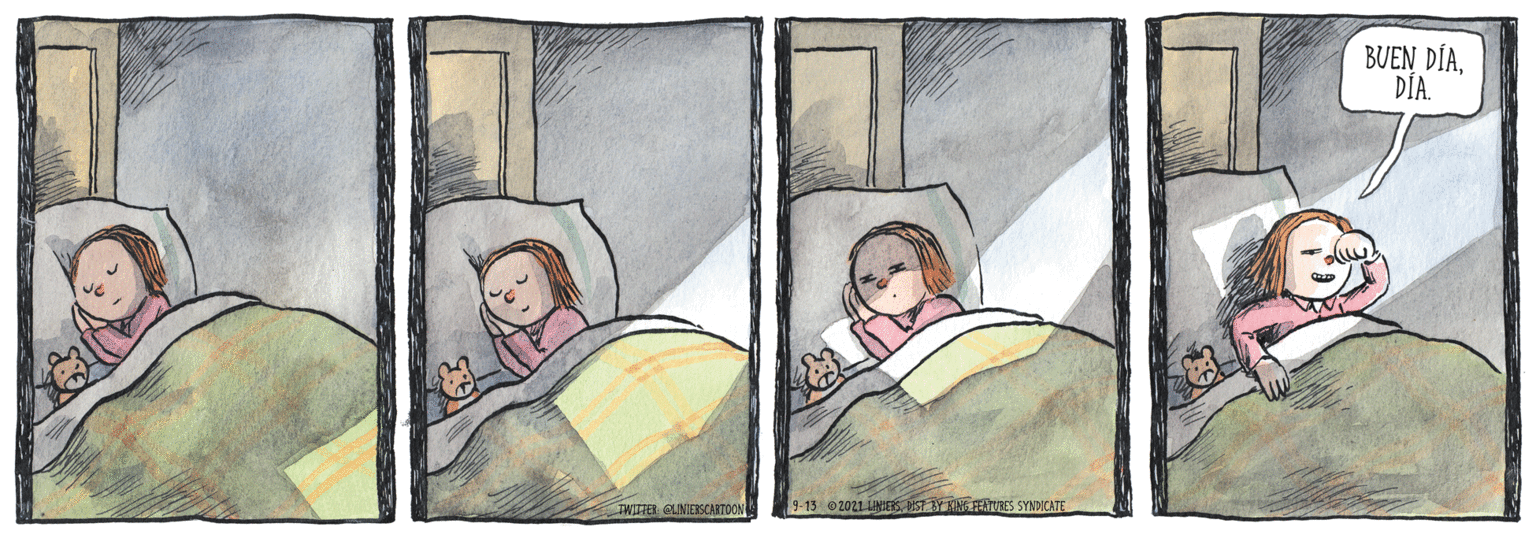 Fictional character OCR: BUEN DÍADÍA. TWITTER GLINIESCARTOON 9-13 ©2021 LNIER.ST BY HINA FEATRES SYNDICATE BUEN DÍADÍA. TWITTER GLINIESCARTOON 9-13 ©2021 LNIER.ST BY HINA FEATRES SYNDICATE