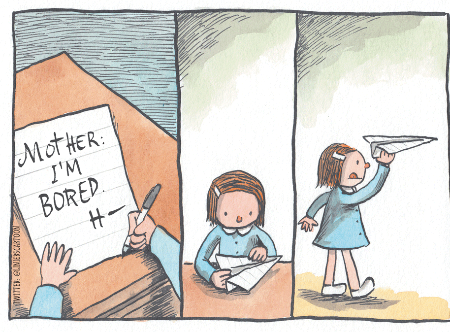 Fictional character OCR: MOTHER: I'M BORED. im TWITTER: CLINIERSCARTOON MOTHER: I'M BORED. im TWITTER: CLINIERSCARTOON