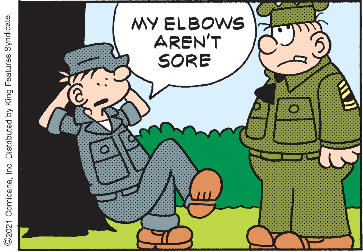 Gesture OCR: MY ELBOWS AREN'T SORE ©2021 ComicanaInc. Distributed by King Features Syndicate. MY ELBOWS AREN'T SORE ©2021 ComicanaInc. Distributed by King Features Syndicate.