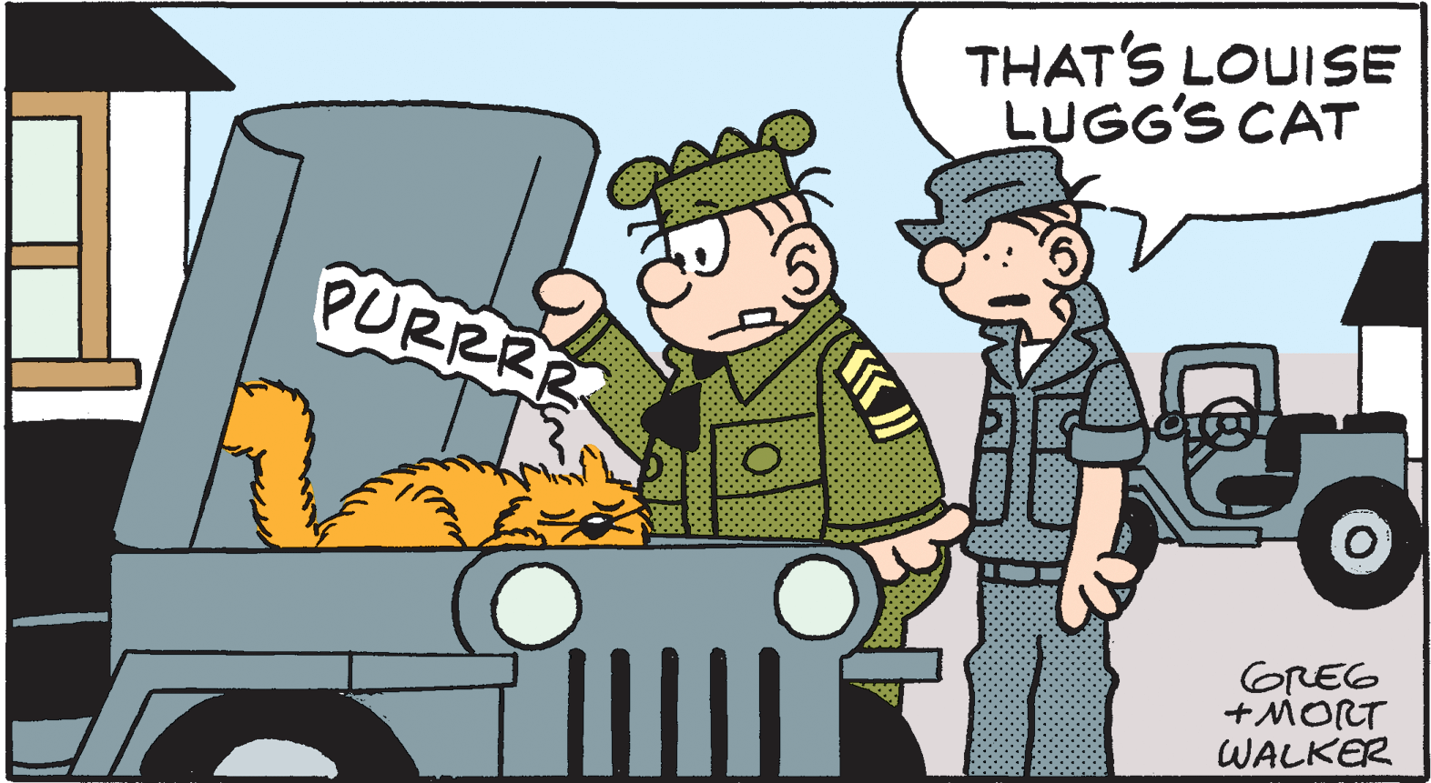 Font OCR: THAT'S LOUISE LUGG'S CAT PURRRE GREG +MORT WALKER THAT'S LOUISE LUGG'S CAT PURRRE GREG +MORT WALKER