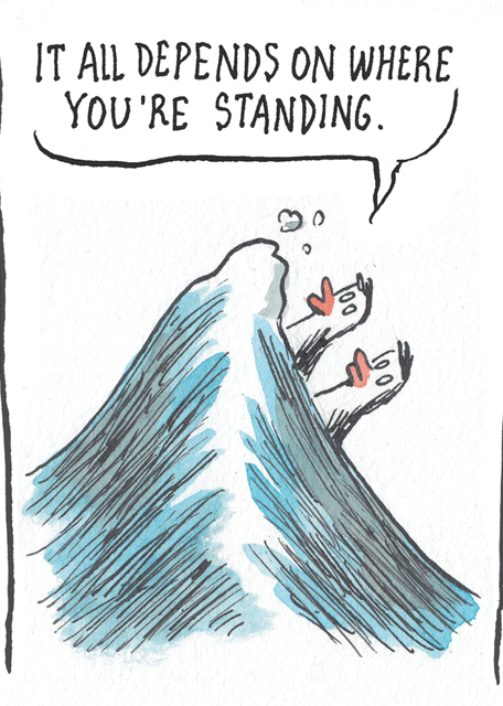 Wave OCR: IT ALL DEPENDS ON WHERE YOU'RE STANDING . IT ALL DEPENDS ON WHERE YOU'RE STANDING .