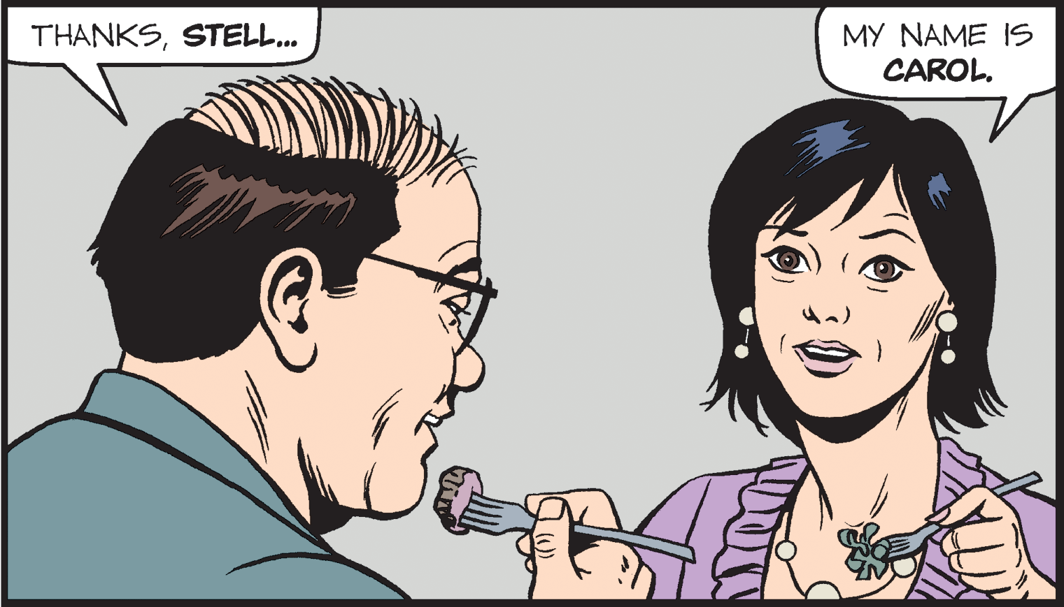 Cartoon OCR: MY NAME IS CAROL. THANKSSTELL.. MY NAME IS CAROL. THANKS