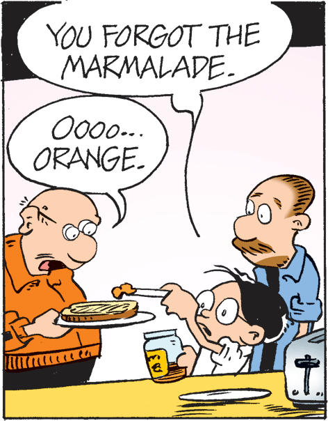 Line OCR: YOU FORGOT THE MARMALADE. O00.. ORANGE. YOU FORGOT THE MARMALADE. O00.. ORANGE.