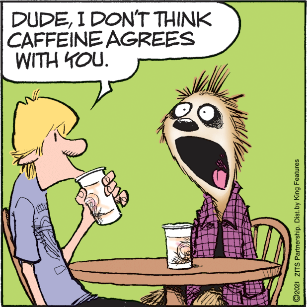 Gesture OCR: DUDEI DON'T THINK CAFFEINE AGREES WITH YOU. ©2021 ZITS Partnership. Dist. by King Features DUDEI DON'T THINK CAFFEINE AGREES WITH YOU. ©2021 ZITS Partnership. Dist. by King Features