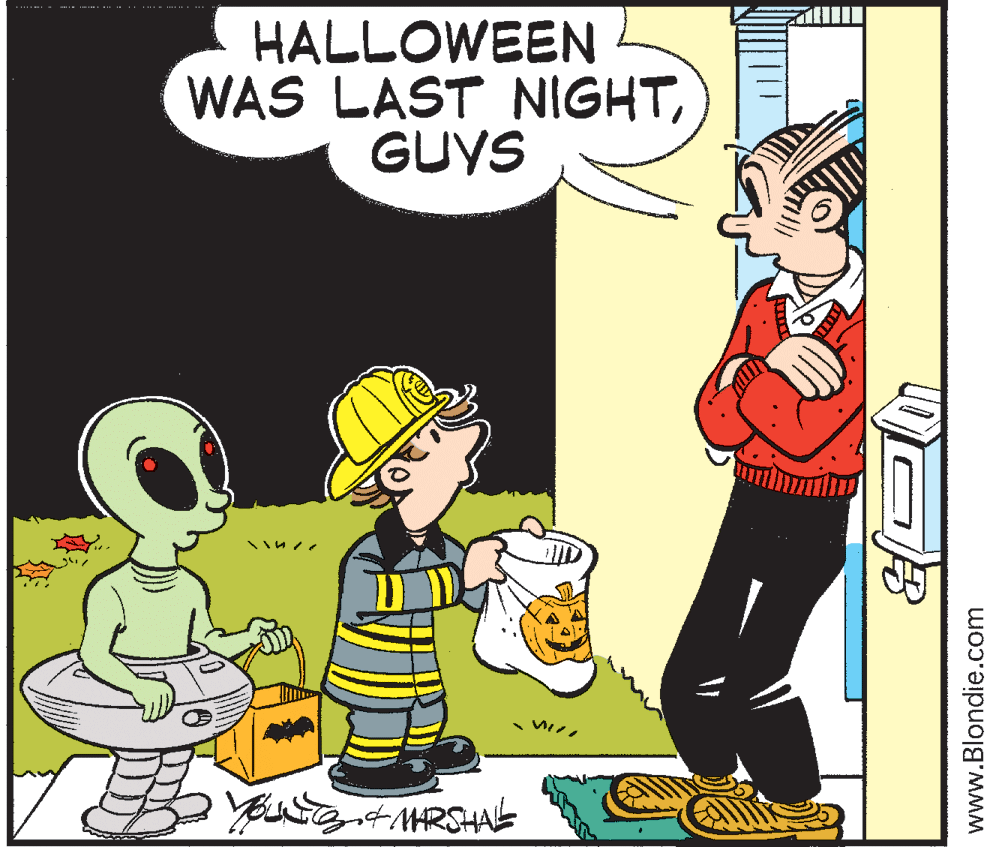 Line OCR: HALLOWEEN WAS LAST NIGHTGUYS www.Blondie.com HALLOWEEN WAS LAST NIGHTGUYS www.Blondie.com