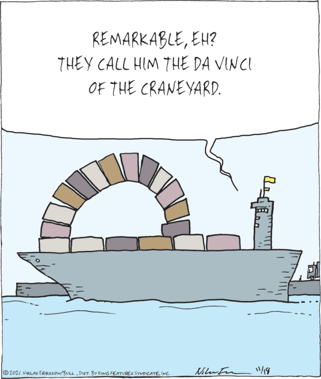 Cooking OCR: REMARKABLEEH? THEY CALL HIM THE DA VINCI OF THE CRANEYARD. ©2021 NIKLAS ERIKSSON/BULLINC. REMARKABLEEH? THEY CALL HIM THE DA VINCI OF THE CRANEYARD. ©2021 NIKLAS ERIKSSON/BULLDIST. By KING FEATURES SYNDICATE