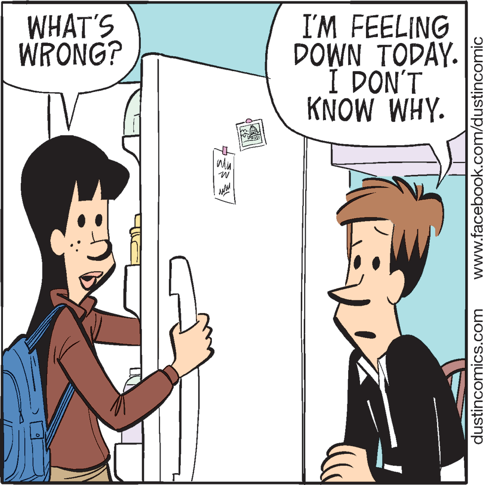 Organism OCR: I'M FEELING DOWN TODAY. I DON'T KNOW WHY. WHAT'S WRONG? dustincomics.com www.facebook.com/dustincomic I'M FEELING DOWN TODAY. I DON'T KNOW WHY. WHAT'S WRONG? dustincomics.com www.facebook.com/dustincomic