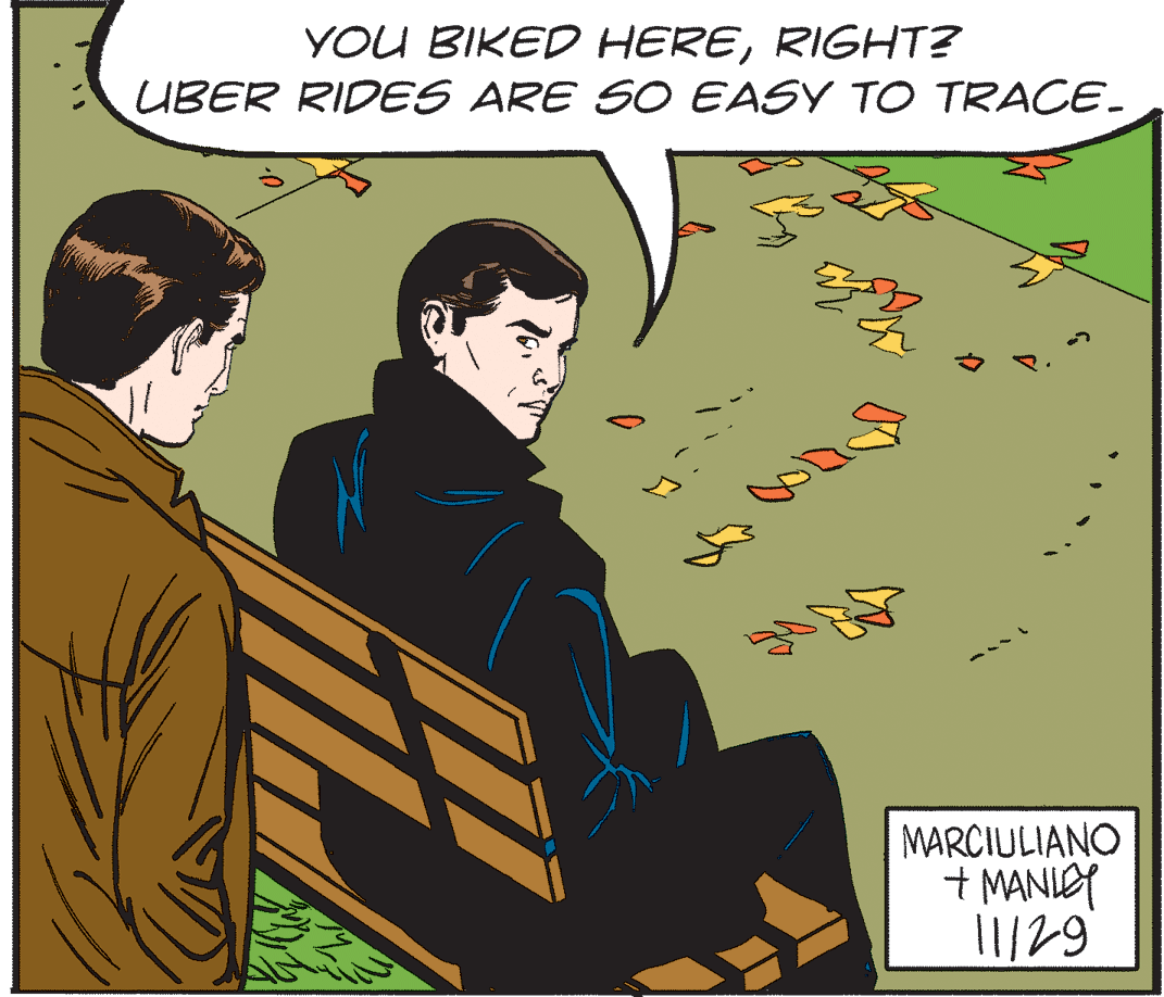 Map OCR: YOU BIKED HERERIGHT? UBER RIDES ARE SO EASY TO TRACE. MARCIULIANO + MANIOY 11/29 YOU BIKED HERERIGHT? UBER RIDES ARE SO EASY TO TRACE. MARCIULIANO + MANIOY 11/29