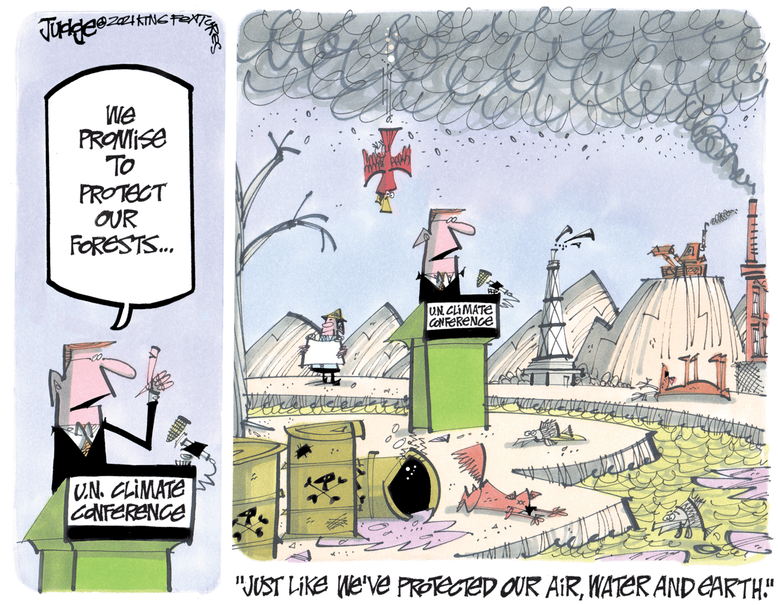 Design OCR: We PROVISE To PROTECT OUR FORESTS. UN CLIMATE CONFERENCE U.N. CLIMATE CANFERENGE "JUST LIKE We've PROTEGED OUR AIRWATER AND EARTH." We PROVISE To PROTECT OUR FORESTS. UN CLIMATE CONFERENCE U.N. CLIMATE CANFERENGE "JUST LIKE We've PROTEGED OUR AIRWATER AND EARTH."