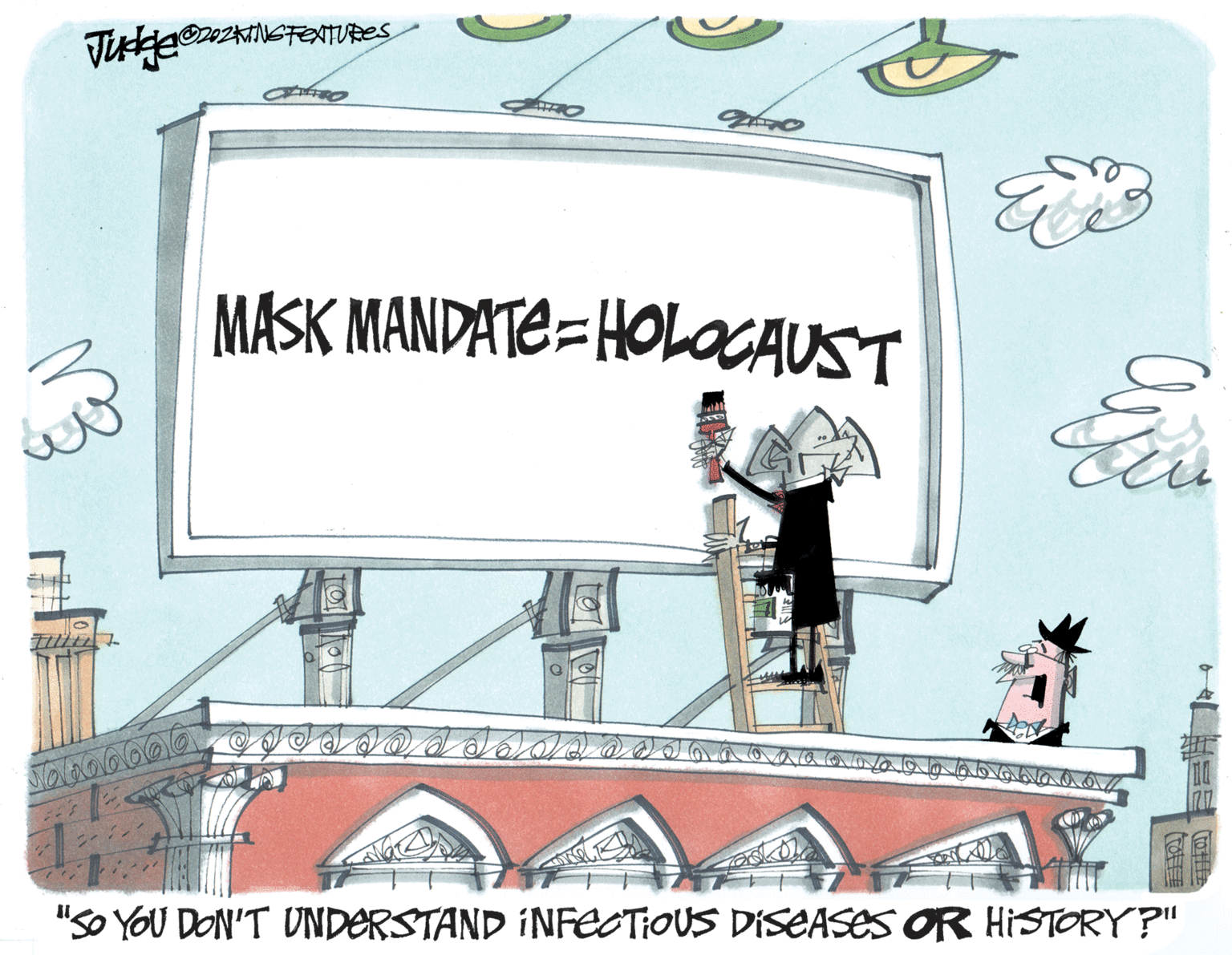 Graphics OCR: MASK MANDATE=HOLOCAUST Eiu "SO YOU DON'T UNDERSTAND INFECTIOUS DISEASES OR HISTORY?" to MASK MANDATE=HOLOCAUST Eiu "SO YOU DON'T UNDERSTAND INFECTIOUS DISEASES OR HISTORY?" to