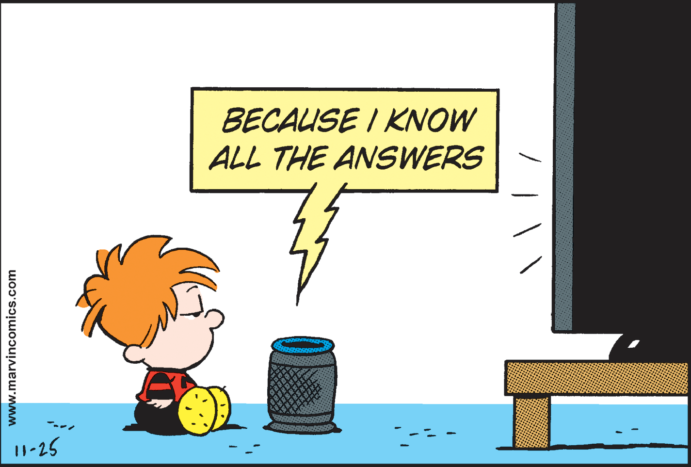 Conversation OCR: BECAUSE I KNOW ALL THE ANSWERS 11-25 www.marvincomics.com BECAUSE I KNOW ALL THE ANSWERS 11-25 www.marvincomics.com