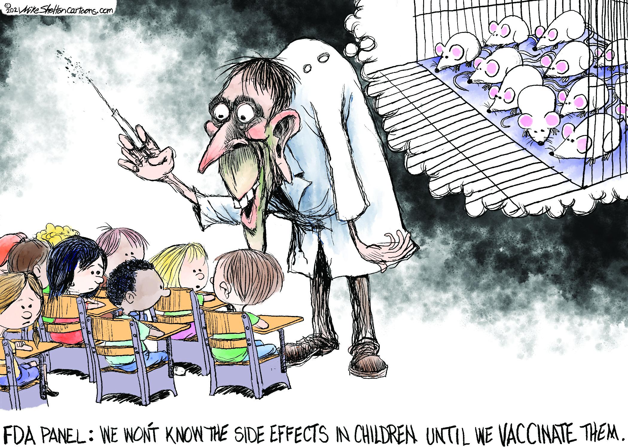 Music OCR: 02ite Sheltencartoons.com FDA PANEL: WE WONT KNOW THE SIDE EFFECTS IN CHILDREN UNTIL WE VACCINATE THEM. 02ite Sheltencartoons.com FDA PANEL: WE WONT KNOW THE SIDE EFFECTS IN CHILDREN UNTIL WE VACCINATE THEM.