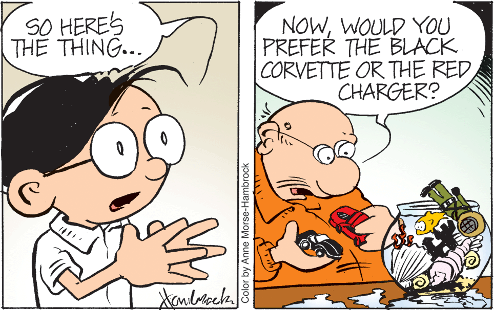 Interaction OCR: SO HERES THE THING... NOWWOULD YOU PREFER THE BLACK CORVETTE OR THE RED CHARGER? Color by Anne Morse-Hambrock SO HERES THE THING... NOWWOULD YOU PREFER THE BLACK CORVETTE OR THE RED CHARGER? Color by Anne Morse-Hambrock