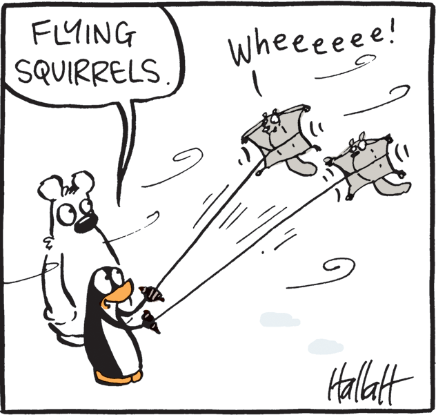 Art OCR: FLYING wheeeeee! SQUIRRELS Hallatt FLYING wheeeeee! SQUIRRELS Hallatt