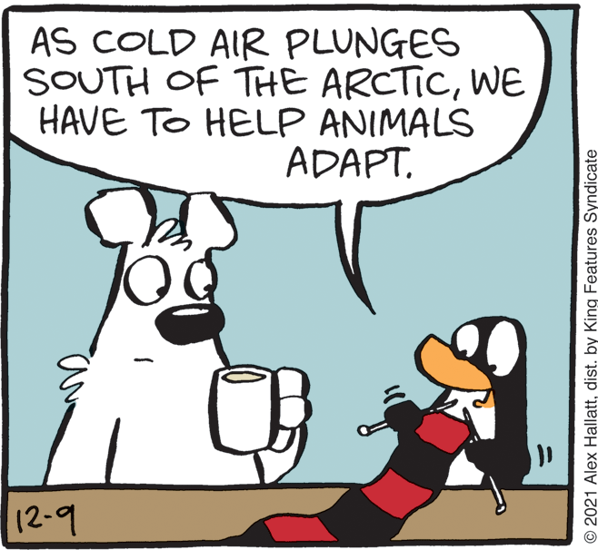 Interaction OCR: AS COLD AIR PLUNGES SOUTH OF THE ARCTICWE HAVE TO HELP ANIMALS ADAPT12-9 © 2021 Alex Hallattdist. by King Features Syndicate AS COLD AIR PLUNGES SOUTH OF THE ARCTICWE HAVE TO HELP ANIMALS ADAPT12-9 © 2021 Alex Hallattdist. by King Features Syndicate