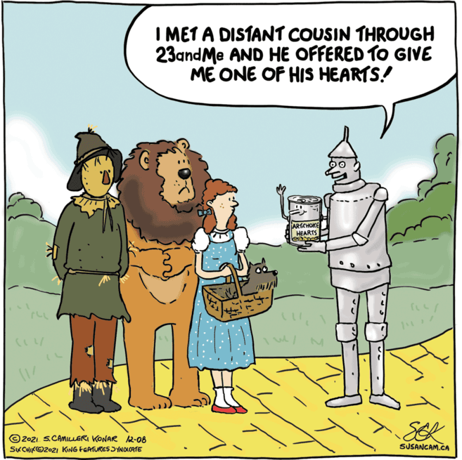 Interaction OCR: I MET A DISTANT COUSIN THROUGH 23andMe AND HE OFFERED TO GIVE ME ONE OF HIS HEARTS! ARTICHOKE HEARTS 2021 S.CAMILLERI KONAR l2-08 SUSANCAM.CA SKCHIKO2021 KING FEATURESSYNOICATE I MET A DISTANT COUSIN THROUGH 23andMe AND HE OFFERED TO GIVE ME ONE OF HIS HEARTS! ARTICHOKE HEARTS 2021 S.CAMILLERI KONAR l2-08 SUSANCAM.CA SKCHIKO2021 KING FEATURESSYNOICATE