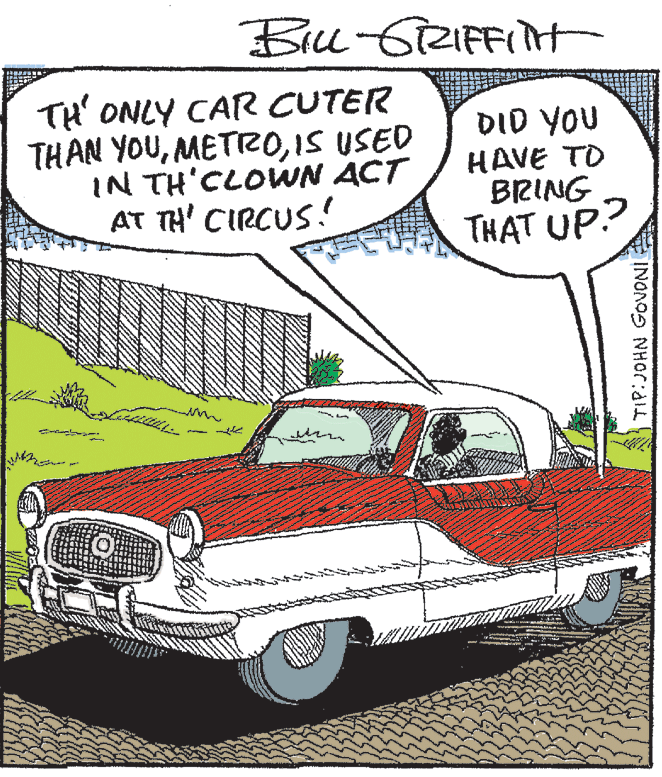 Automotive lighting OCR: Bi -6RIFFIt TH' ONLY CAR CUTER THAN YOUIS USED IN TH'CLOWN ACT AT TH' CIRCUS! DID YOU HAVE TO BRING THAT UP.? INONO9 NHor:aL Bi -6RIFFIt TH' ONLY CAR CUTER THAN YOUIS USED IN TH'CLOWN ACT AT TH' CIRCUS! DID YOU HAVE TO BRING THAT UP.? INONO9 NHor:aL