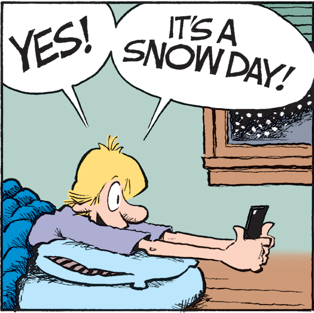 Rectangle OCR: YES! IT'S A SNOW DAY! YES! IT'S A SNOW DAY!