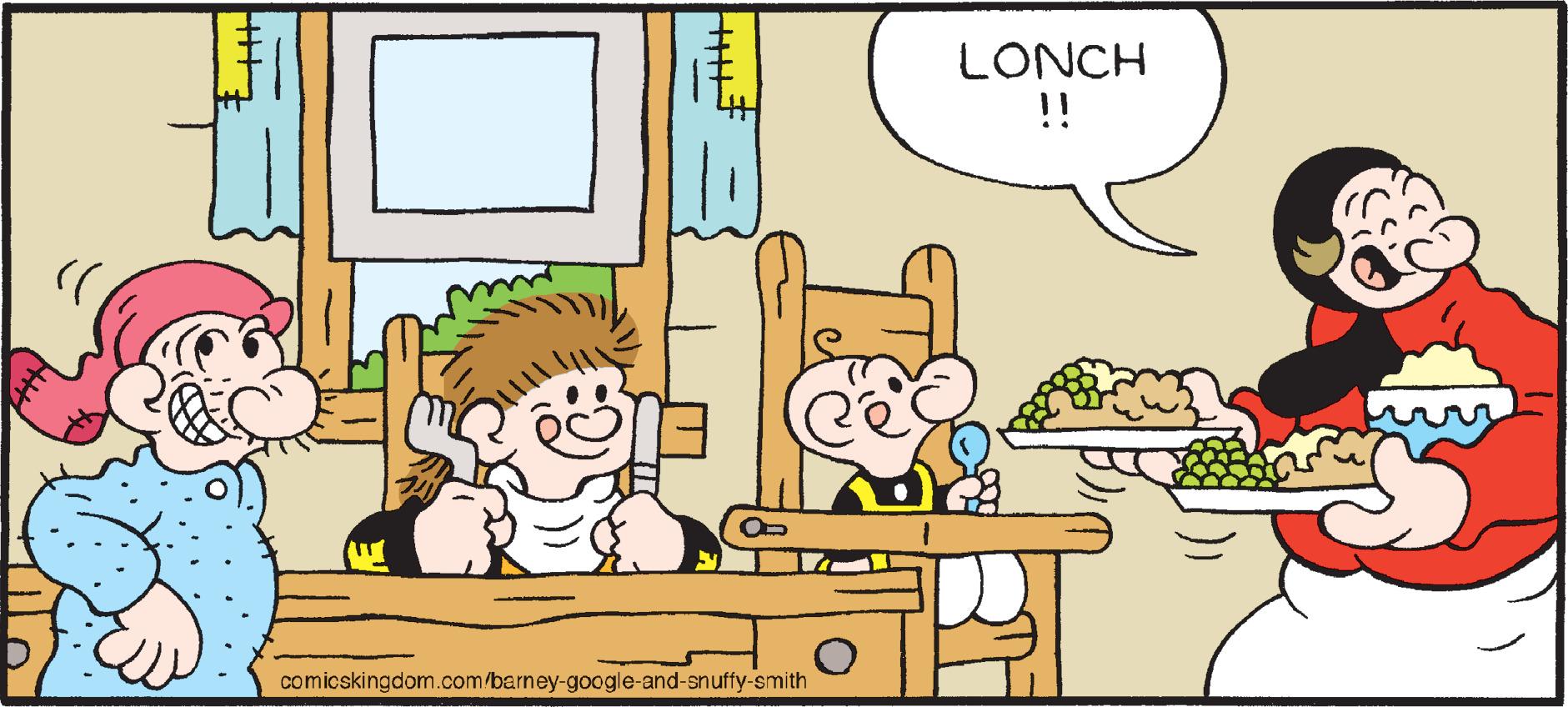 Illustration OCR: LONCH !! comicskingdom.com/barney-google-and-snuffy-smith LONCH !! comicskingdom.com/barney-google-and-snuffy-smith