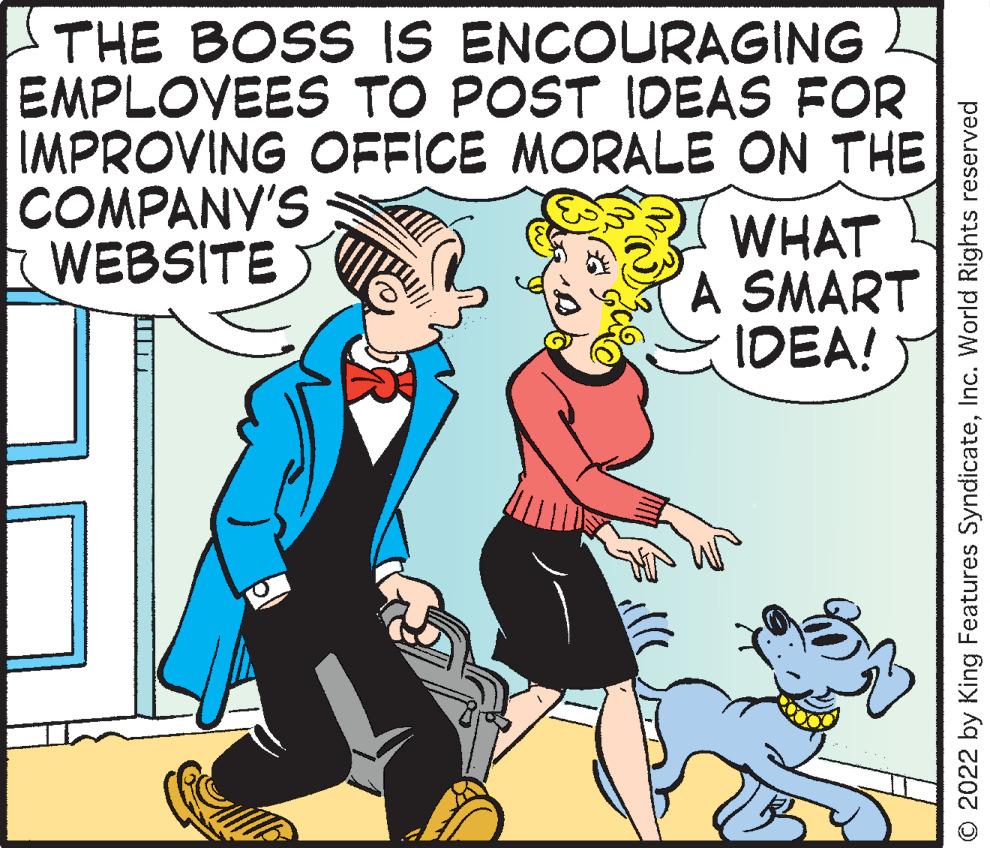 Gesture OCR: THE BOSS IS ENCOURAGING EMPLOVEES TO POST IDEAS FOR IMPROVING OFFICE MORALE ON THE COMPANY'S WEBSITE) WHAT A SMART IDEA! JIM O 2022 by King Features SyndicateInc. World Rights reserved THE BOSS IS ENCOURAGING EMPLOVEES TO POST IDEAS FOR IMPROVING OFFICE MORALE ON THE COMPANY'S WEBSITE) WHAT A SMART IDEA! JIM O 2022 by King Features SyndicateInc. World Rights reserved