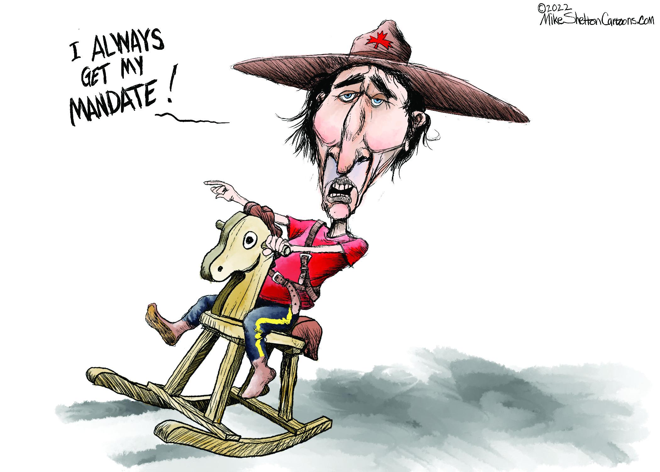 Cowboy hat OCR: I ALWAYS GET MY O2022 Mike Shelton Cartzons.com MANDATE! I ALWAYS GET MY O2022 Mike Shelton Cartzons.com MANDATE!