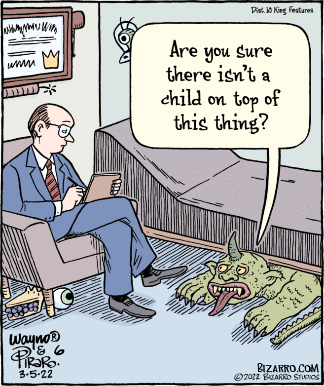 Design OCR: Dist. b9 King Features Are Sure you there isn't a child on top of this thing? unw M w. Wayno® BIZARRO.COM © 2022 BIZARRO STUDIOS 3.5.22 Dist. b9 King Features Are Sure you there isn't a child on top of this thing? unw M w. Wayno® BIZARRO.COM © 2022 BIZARRO STUDIOS 3.5.22