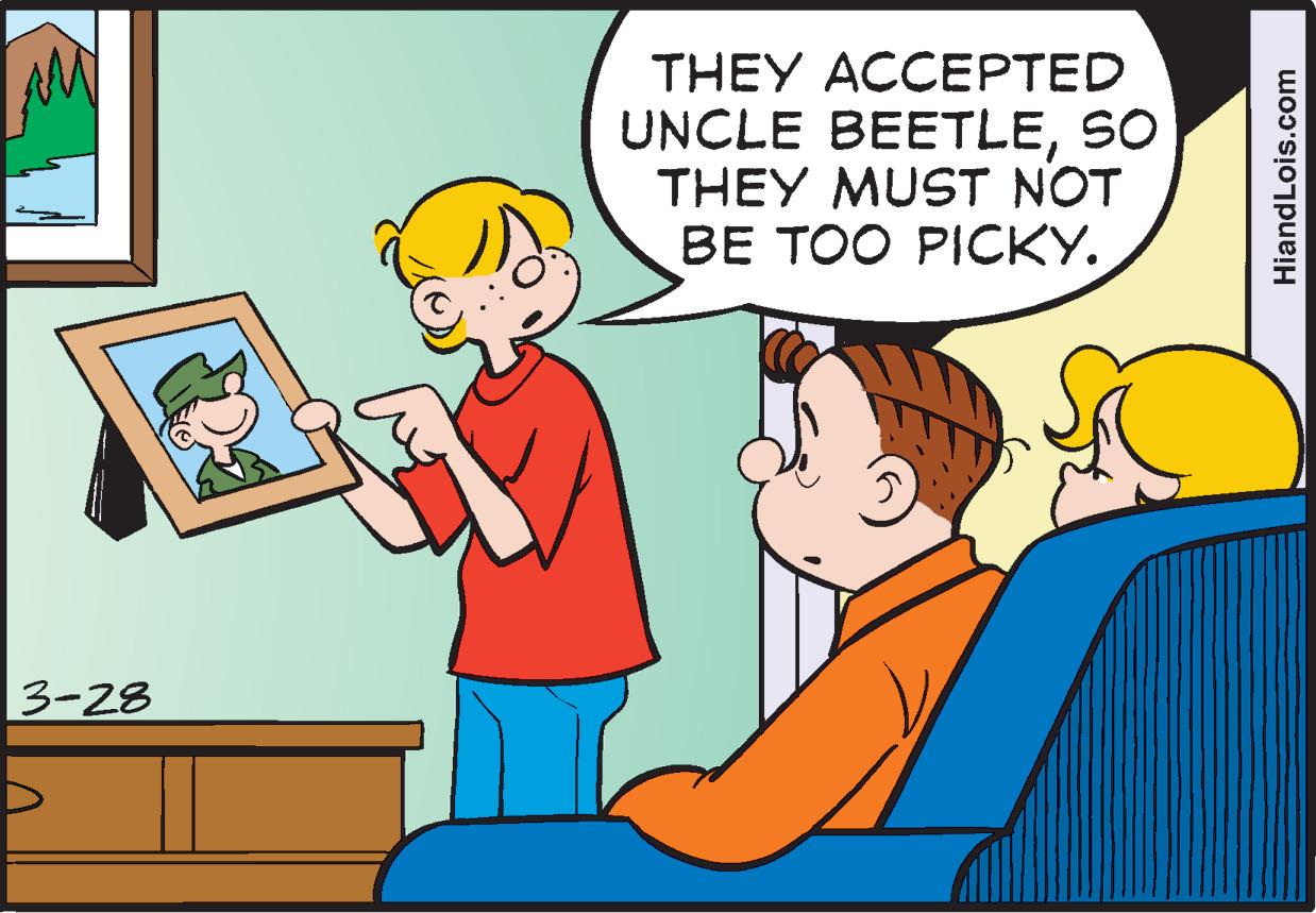 Line OCR: THEY ACCEPTED UNCLE BEETLESO THEY MUST NOT BE TOO PICKY. 3-28 HiandLois.com THEY ACCEPTED UNCLE BEETLESO THEY MUST NOT BE TOO PICKY. 3-28 HiandLois.com
