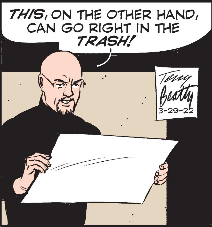 Conversation OCR: THISCAN GO RIGHT IN THE TRASH! Try Beaty 3-29-22 THISON THE OTHER HANDCAN GO RIGHT IN THE TRASH! Try Beaty 3-29-22