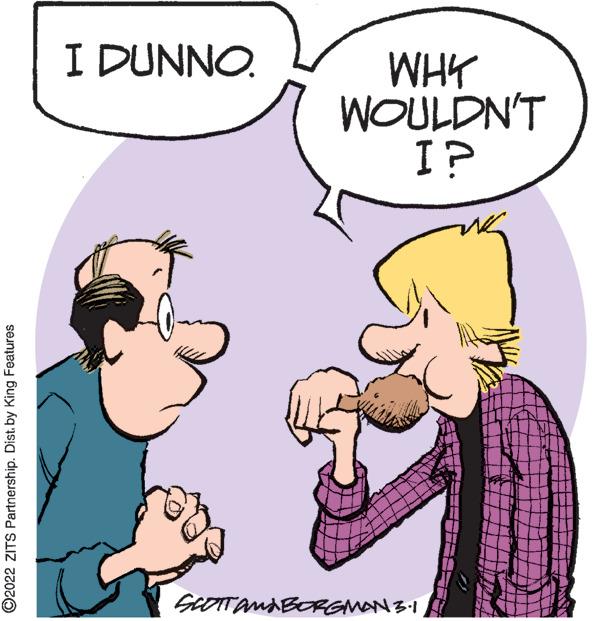 Jaw OCR: I DUNNO. WHY WOULDN'T I? GOTTANABORGMAN31 ©2022 ZITS Partnership. Dist. by King Features I DUNNO. WHY WOULDN'T I? GOTTANABORGMAN31 ©2022 ZITS Partnership. Dist. by King Features