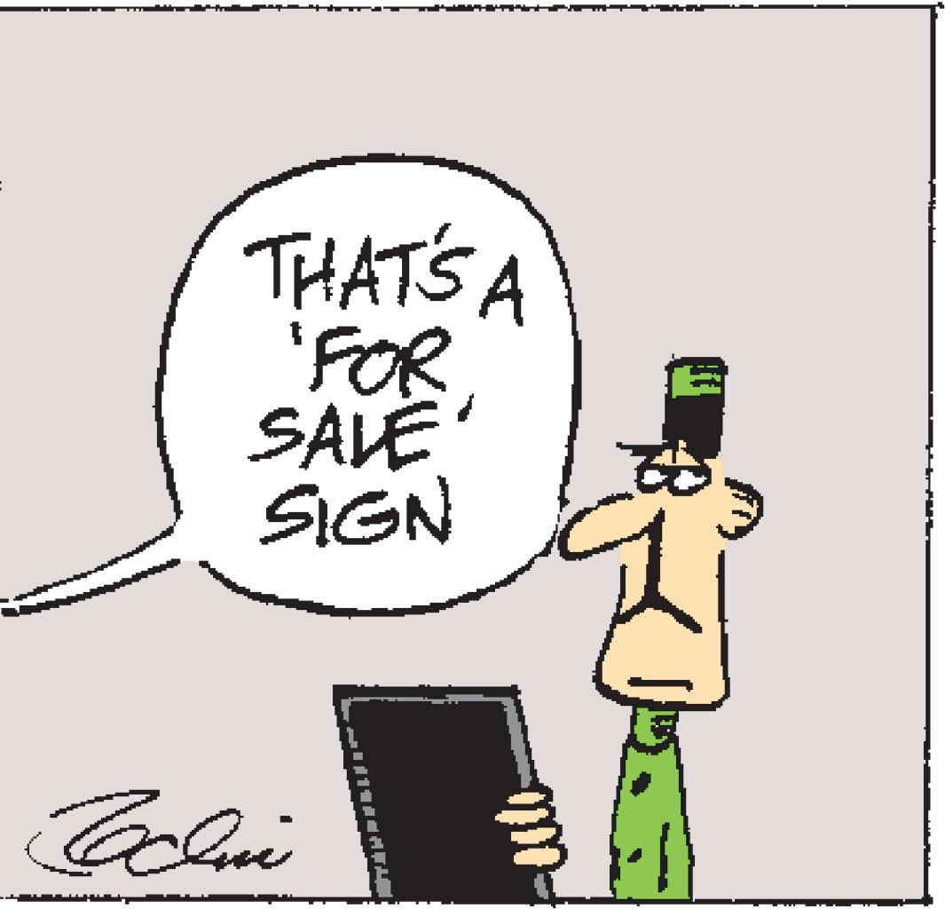 Illustration OCR: THATS A 'FOR SALE SIGN Coli THATS A 'FOR SALE SIGN Coli