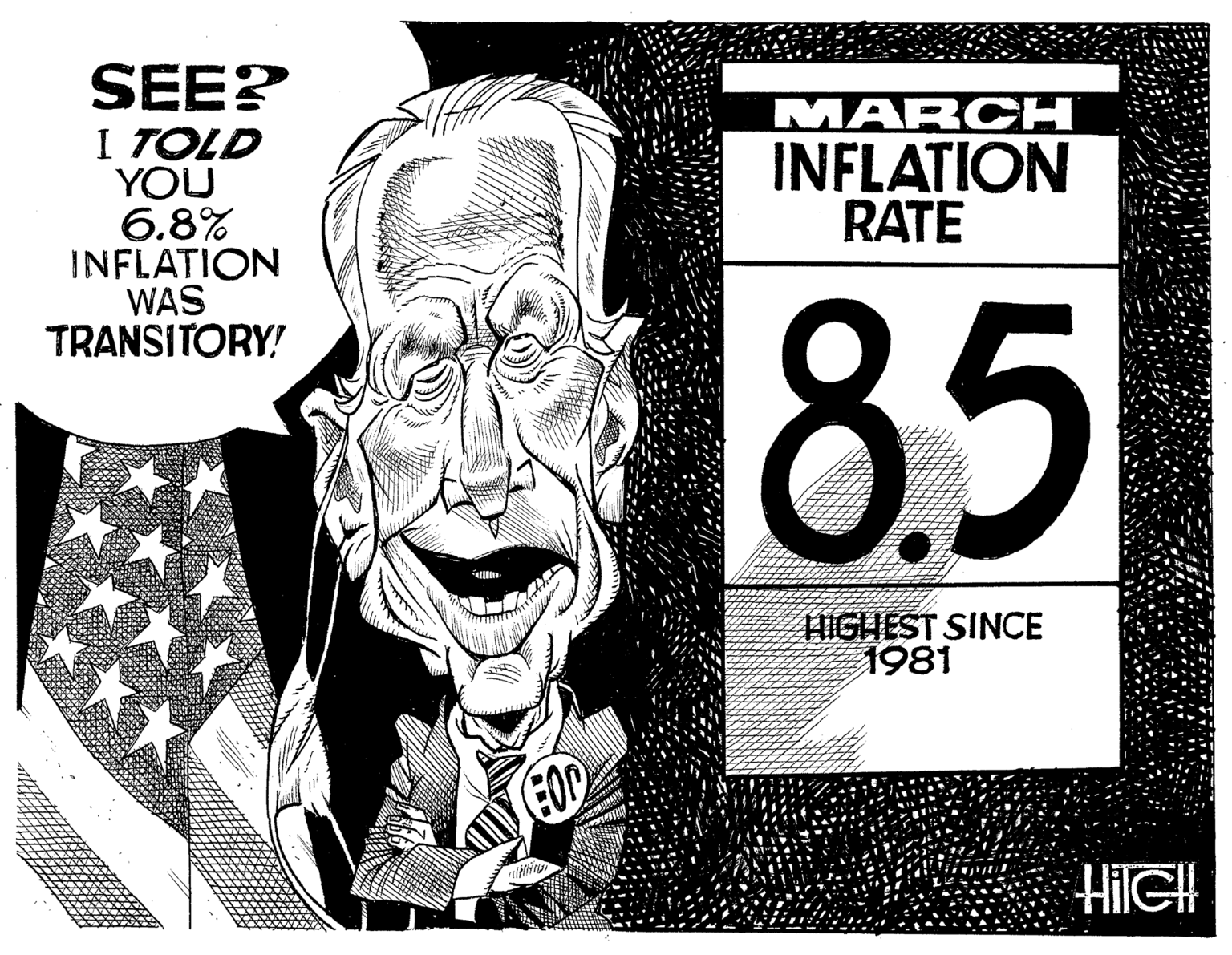 Rectangle OCR: SEE? I TOLD YOU 6.8% INFLATION WAS TRANSITORY! MARCH INFLATION RATE 8.5 HIGHEST SINCE 1981 SEE? I TOLD YOU 6.8% INFLATION WAS TRANSITORY! MARCH INFLATION RATE 8.5 HIGHEST SINCE 1981
