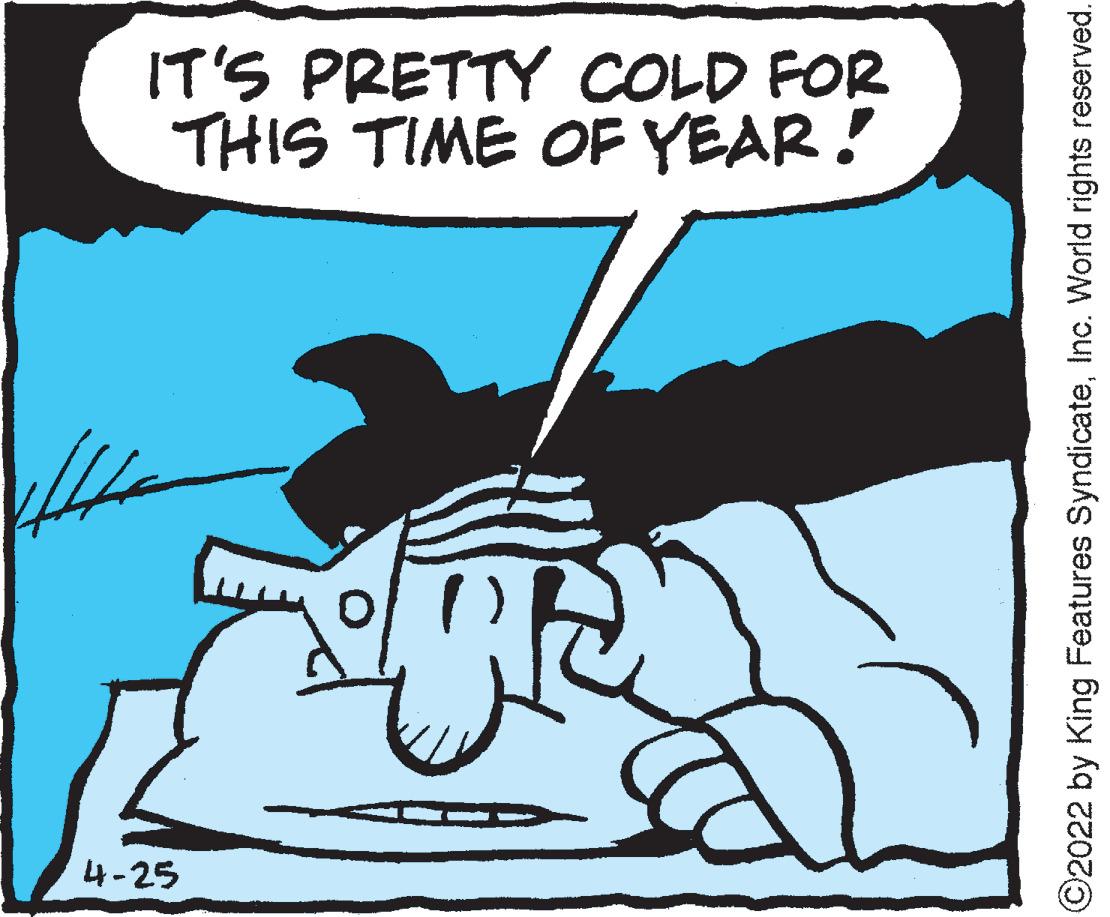Line OCR: IT'S PRETTY COLD FOR THIS TIME OF YEAR! 4-25 ©2022 by King Features SyndicateInc. World rights reserved. IT'S PRETTY COLD FOR THIS TIME OF YEAR! 4-25 ©2022 by King Features SyndicateInc. World rights reserved.