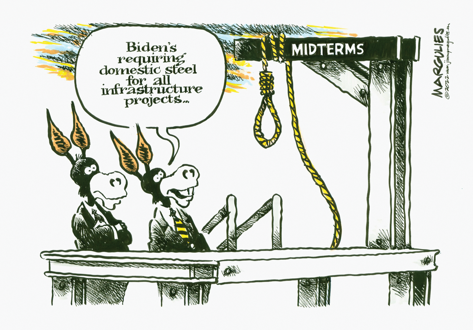 Art OCR: Biden's requiring domestic steel for all infrastructure projects.. MIDTERMS MARGULIES Biden's requiring domestic steel for all infrastructure projects.. MIDTERMS MARGULIES