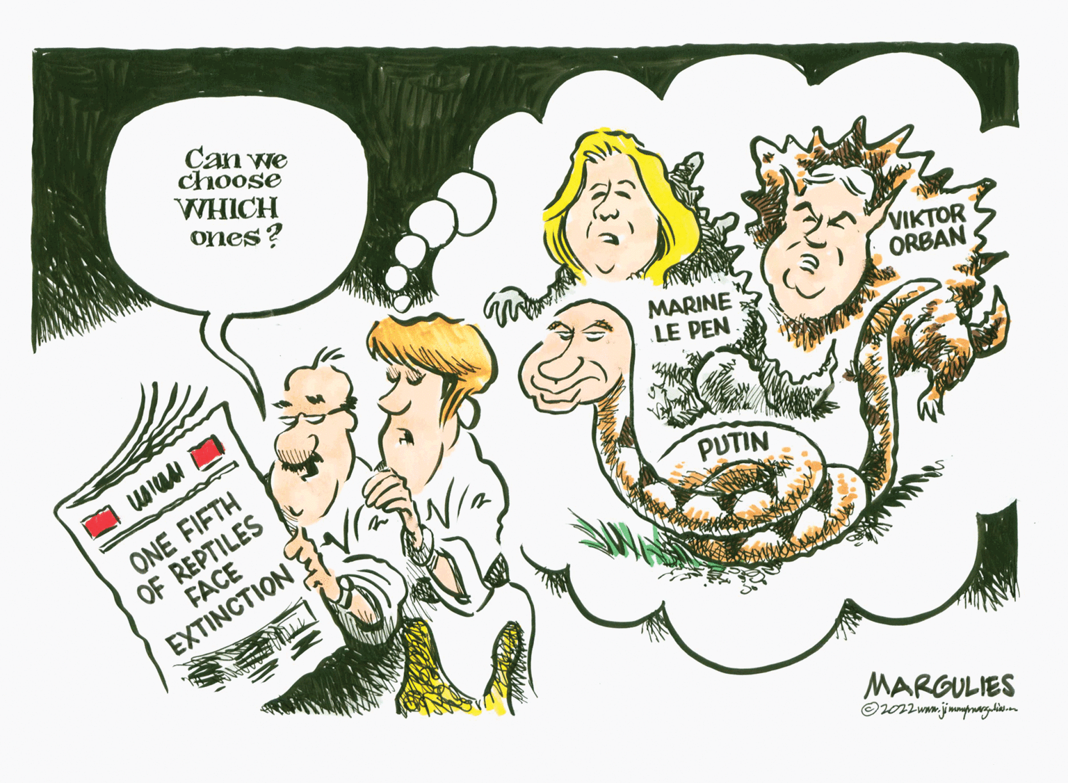 Art OCR: Can we choose WHICH ones? wus ONE FIFTH OF REPTILES FACE EXTINCTION MARINE LE PEN PUTIN VIKTOR ORBAN MARGULIES ?2022 www.jiri.m Can we choose WHICH ones ? wus ONE FIFTH OF REPTILES FACE EXTINCTION MARINE LE PEN PUTIN VIKTOR ORBAN MARGULIES ?2022 www.jiri.m