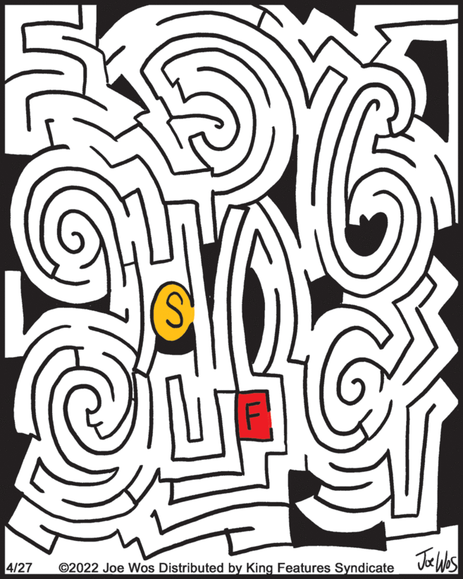 Illustration OCR: (S) 4/27 ©2022 Joe Wos Distributed by King Features Syndicate (S) 4/27 ©2022 Joe Wos Distributed by King Features Syndicate