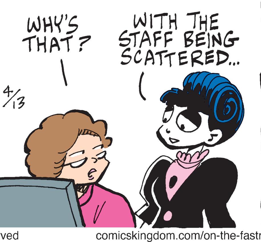 Sharing OCR: WHY'S THAT? WITH THE STAFF BEING SCATTERE. 4. /2 ved comicskingdom.com/on-the-fastr WHY'S THAT? WITH THE STAFF BEING SCATTERE. 4. /2 ved comicskingdom.com/on-the-fastr