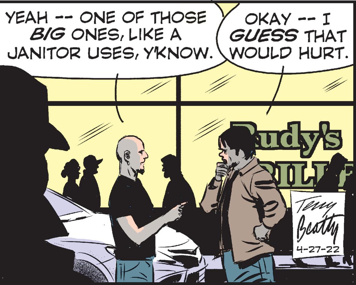Social group OCR: YEAH BIG ONESLIKE A ONE OF THOSE OKAY -- I GUESS THAT JANITOR USESYKNOW. WOULD HURT. Rudy's Truy Beaty 4-27-22 YEAH BIG ONESLIKE A ONE OF THOSE OKAY -- I GUESS THAT JANITOR USESYKNOW. WOULD HURT. Rudy's Truy Beaty 4-27-22
