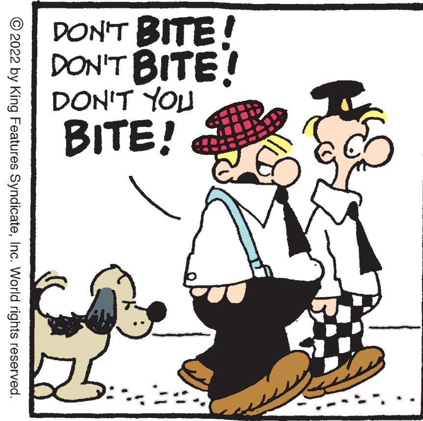 Illustration OCR: DON'T BITE! DON'T BITE! DON'T YOU BITE! © 2022 by King Features SyndicateInc. World rights reserved. DON'T BITE! DON'T BITE! DON'T YOU BITE! © 2022 by King Features SyndicateInc. World rights reserved.