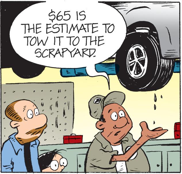 Mode of transport OCR: $65 IS THE ESTIMATE TO TOW IT TO THE SCRAPYARD. $65 IS THE ESTIMATE TO TOW IT TO THE SCRAPYARD.