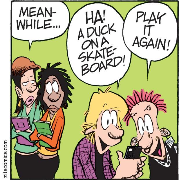 Mammal OCR: MEAN- WHILE. HA! A DUCK ONA SKATE- BOARD! PLAY IT AGAIN! zitscomics.com MEAN- WHILE. HA! A DUCK ONA SKATE- BOARD! PLAY IT AGAIN! zitscomics.com