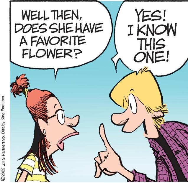 Mammal OCR: WELL THENDOES SHE HAVE A FAVORITE FLOWER? YES! I KNOW THIS ONE! ©2022 ZITS Partnership. Dist. by King Features WELL THENDOES SHE HAVE A FAVORITE FLOWER? YES! I KNOW THIS ONE! ©2022 ZITS Partnership. Dist. by King Features
